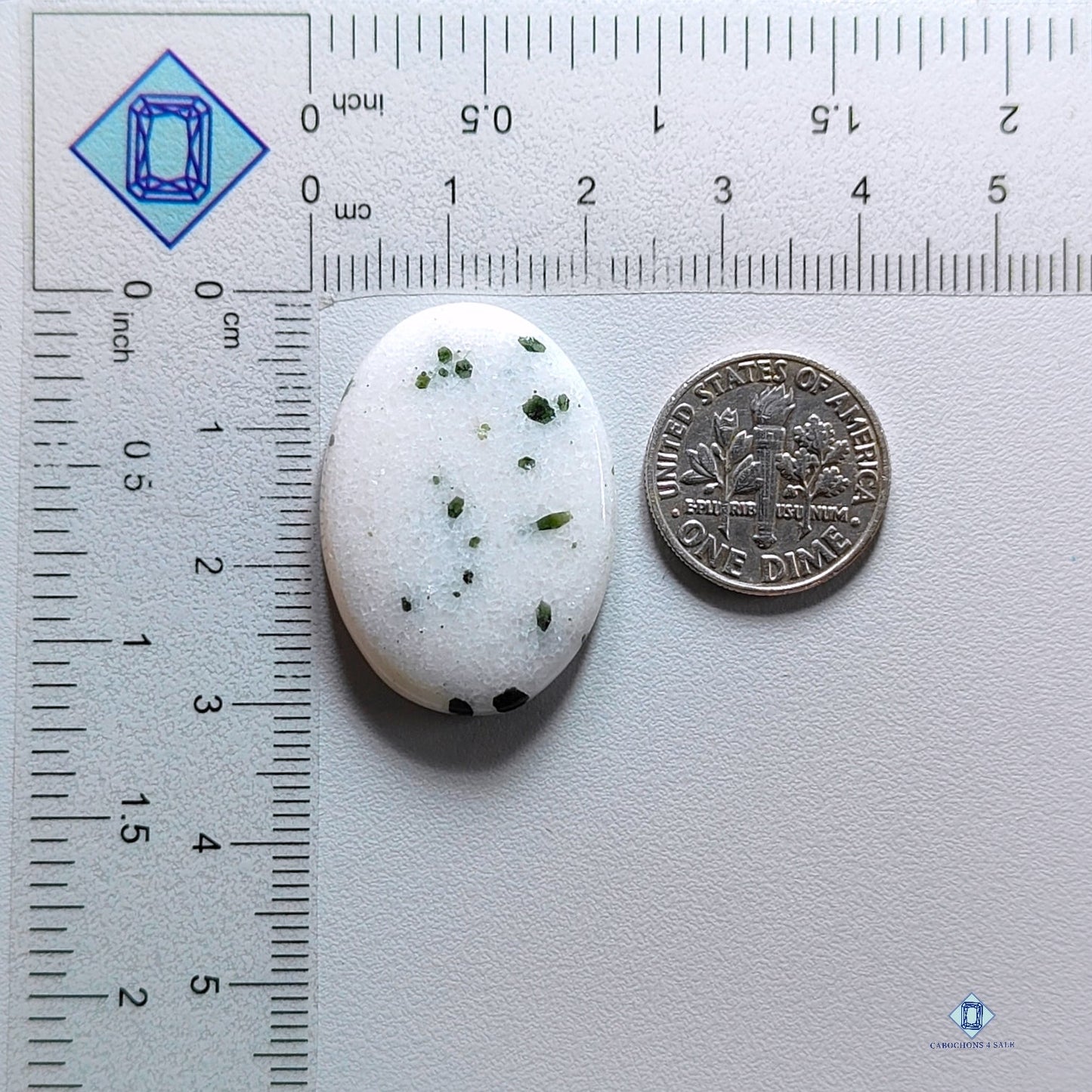 Green Dot Oval Cabochons