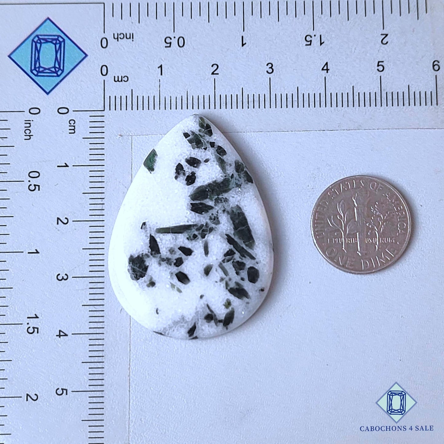 Natural Green Dot Tourmaline Gemstone  Oval Cabochons 40*29*4mm from Brazil  available for sale