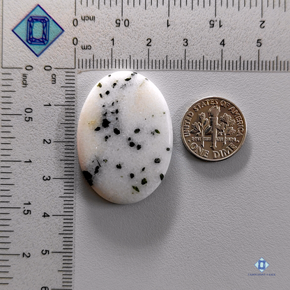 Green Dot agate-oval-Cabochons