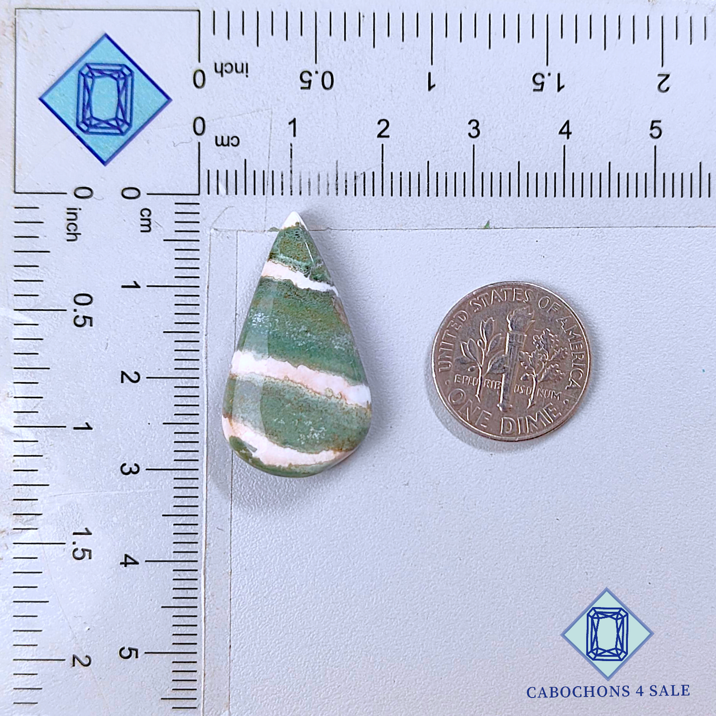 Green Zebra Jasper Pear Cabochons 28*16*5mm