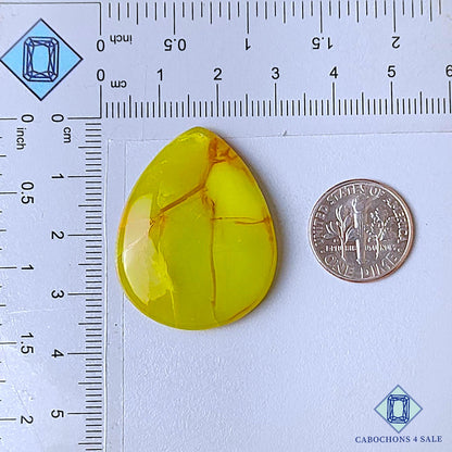 Natural Green Opal Gemstone Pear Cabochons 34*27*6mm from Madagascar available for sale