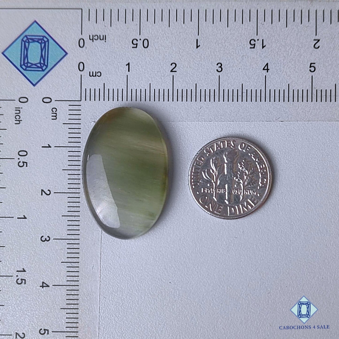 Natural Green Rutile Quartz Gemstone Oval Cabochons 28*18*5mm from Brazil available for sale