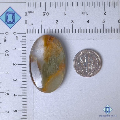 Natural Green Rutile Quartz Gemstone Oval Cabochons 37*23*7mm from Brazil available for sale