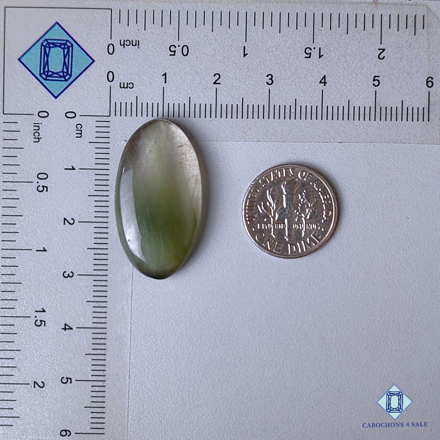 Natural Green Rutile Quartz Gemstone Oval Cabochons 30*16*6mm from Brazil available for sale
