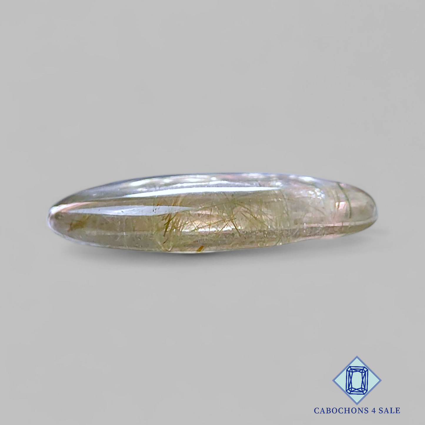 Cabujones ovalados de cuarzo rutilo verde