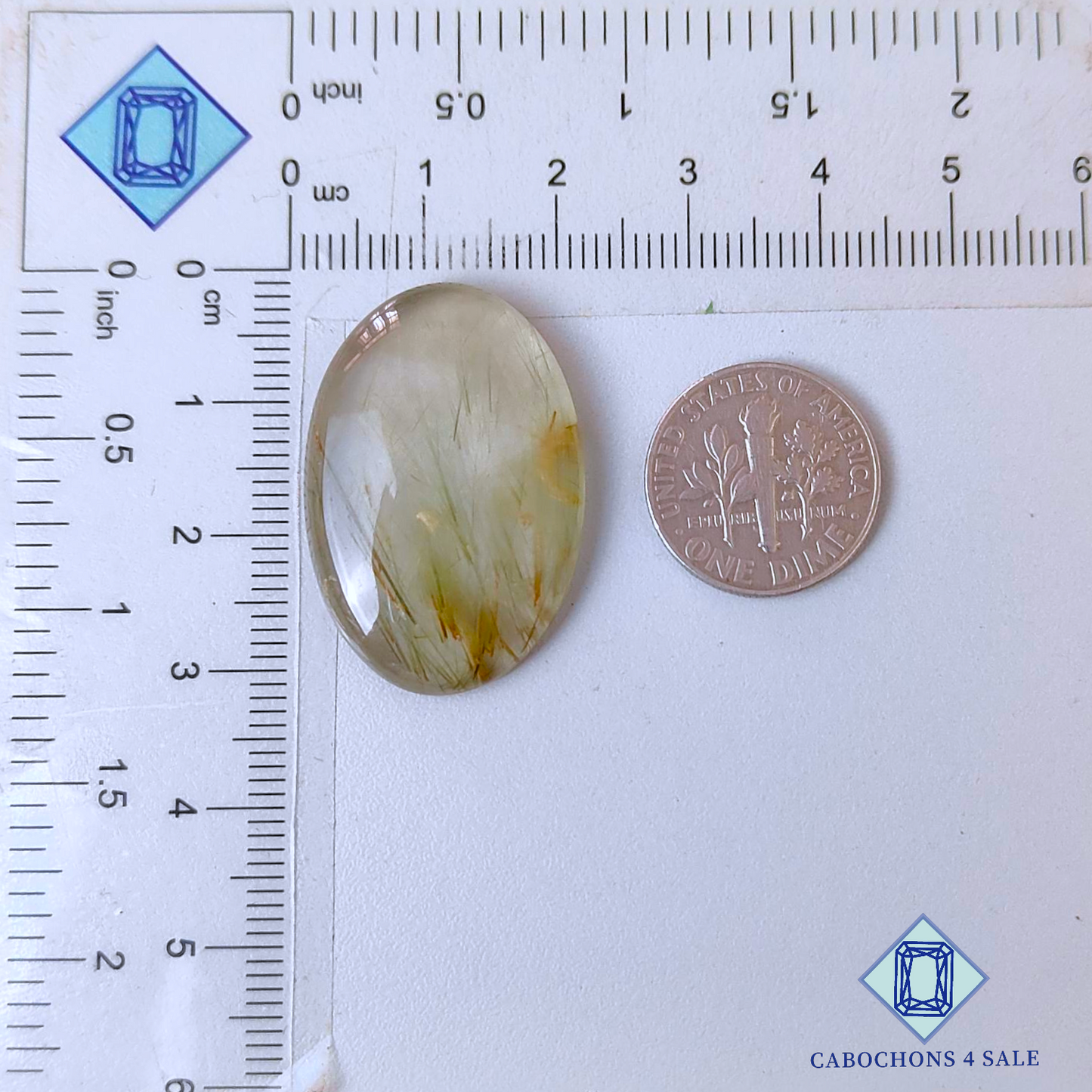 Green Rutile Quartz Oval Cabochons