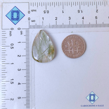 Green Rutile Quartz   Pear Cabochons