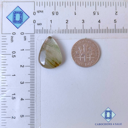 Green Rutile Quartz Pear Cabochons