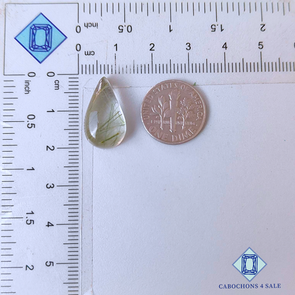 Green Rutile Quartz Pear Cabochons