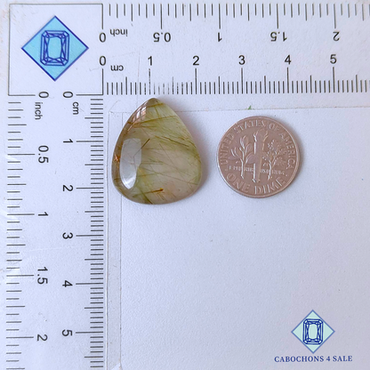 Green Rutile Quartz Pear Cabochons