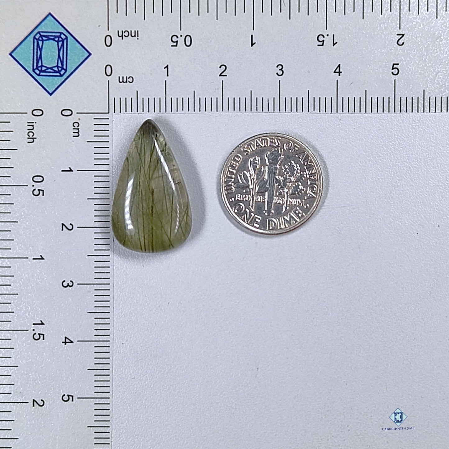 Green Rutile Quartz Pear Cabochons