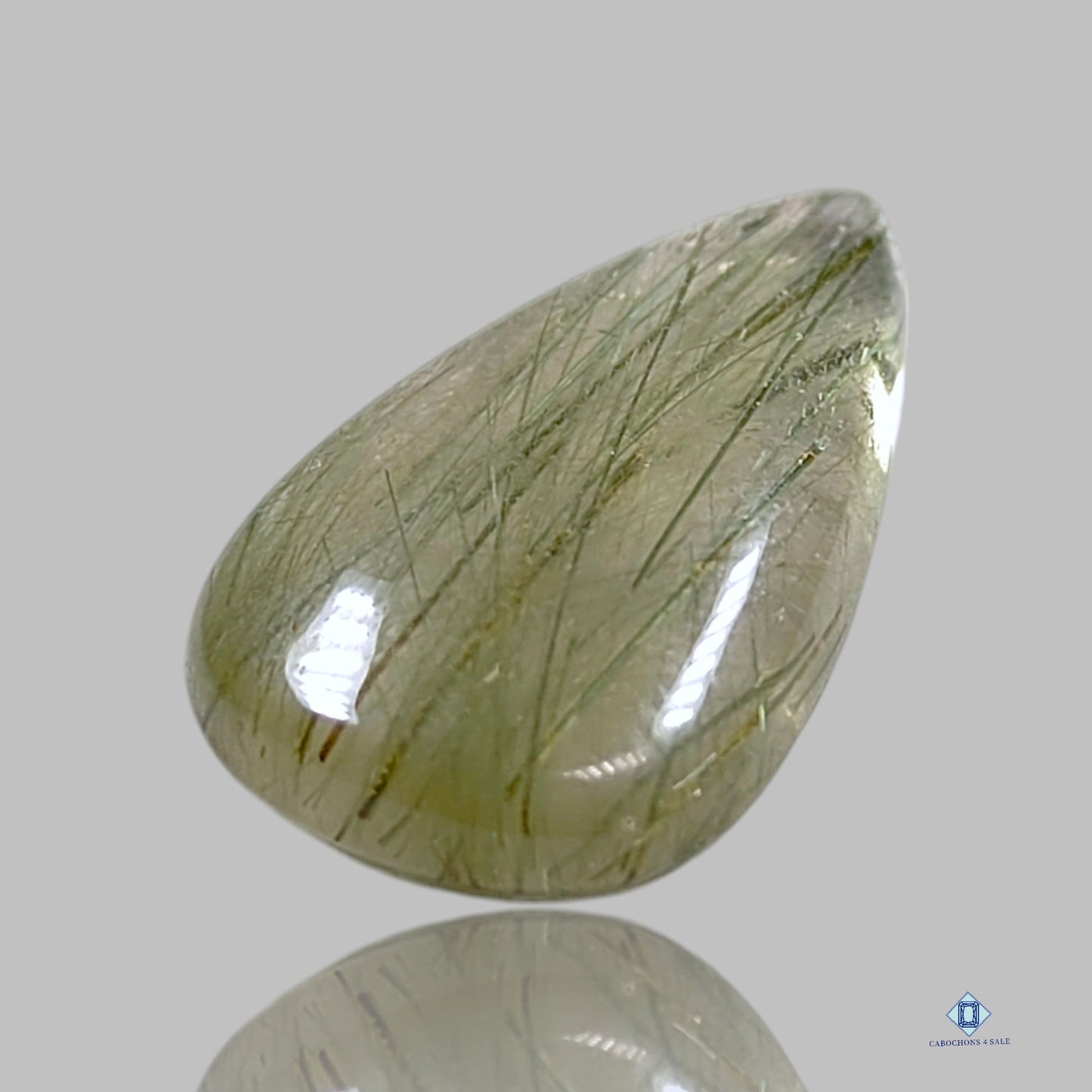 Green Rutile Quartz Pear Cabochons