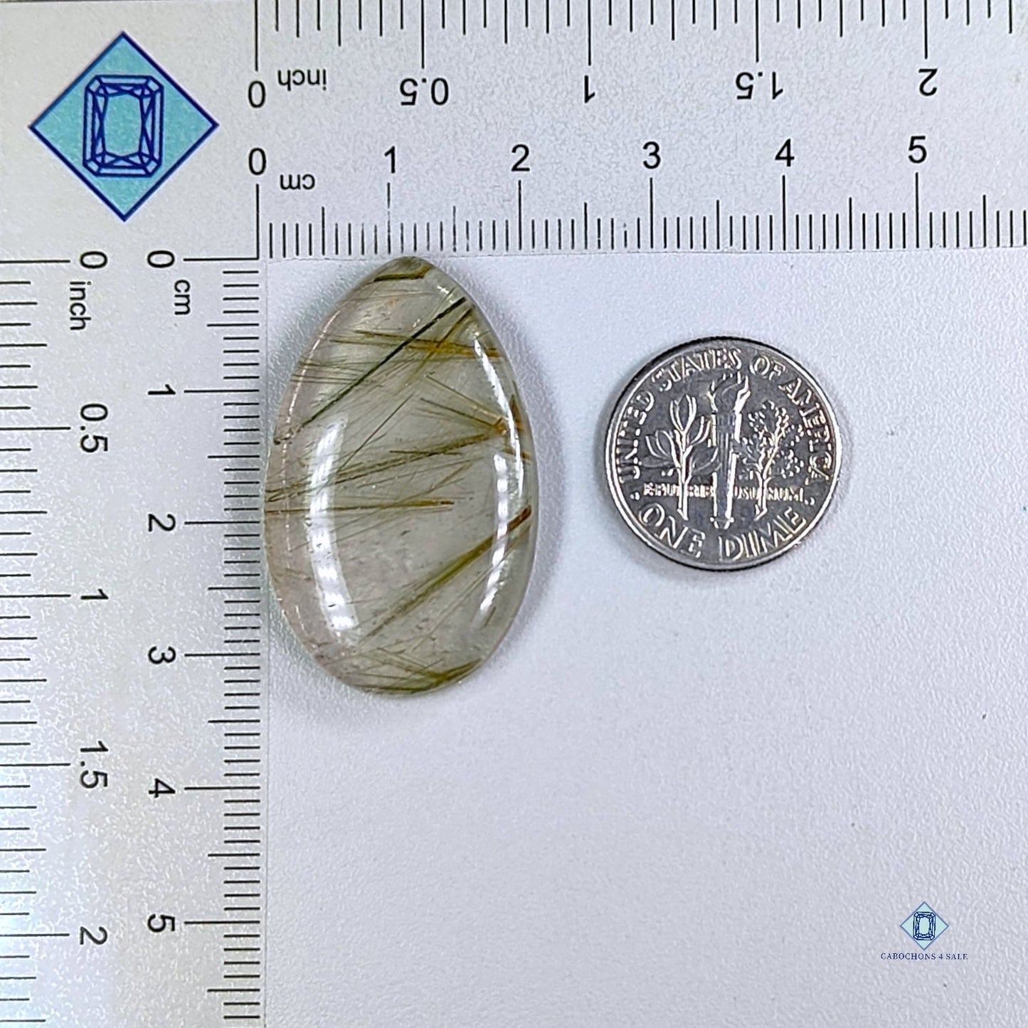 Green Rutile Quartz Pear Cabochons