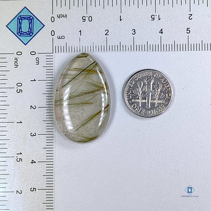 Green Rutile Quartz Pear Cabochons