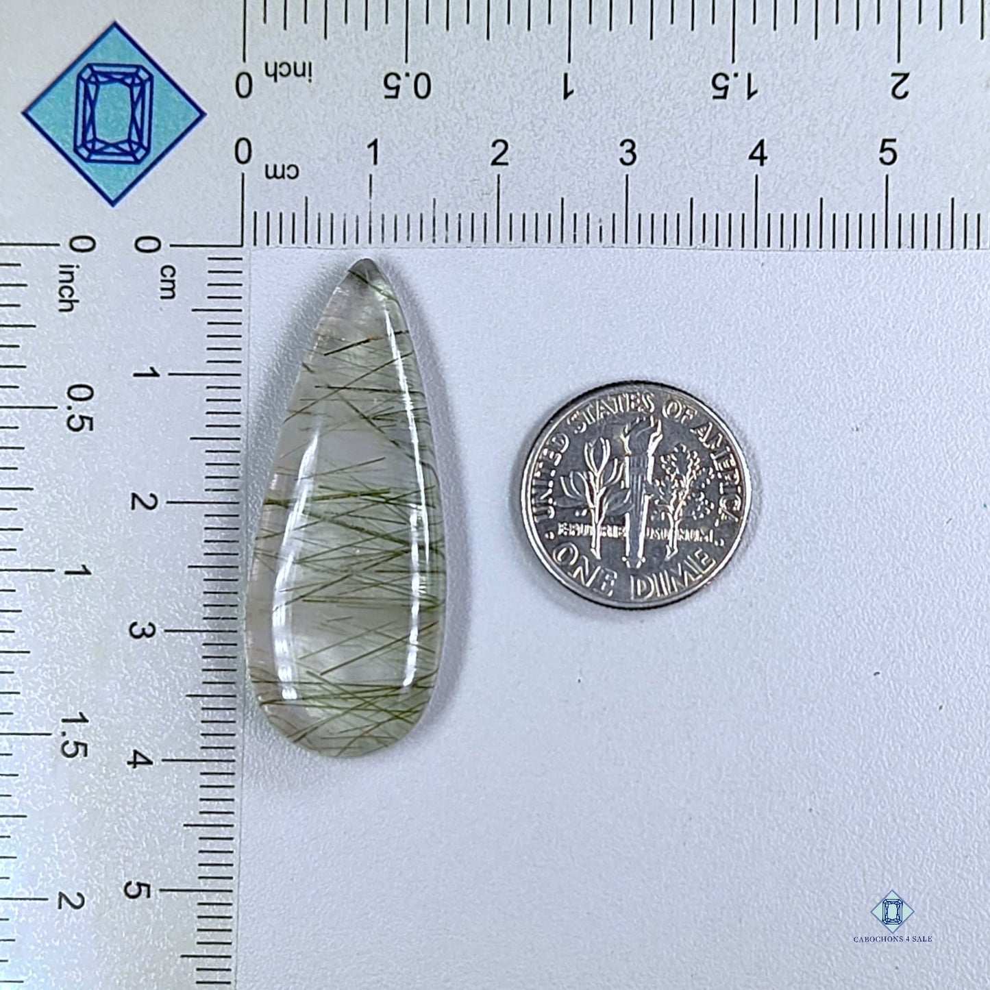 Green Rutile Quartz Pear Cabochons