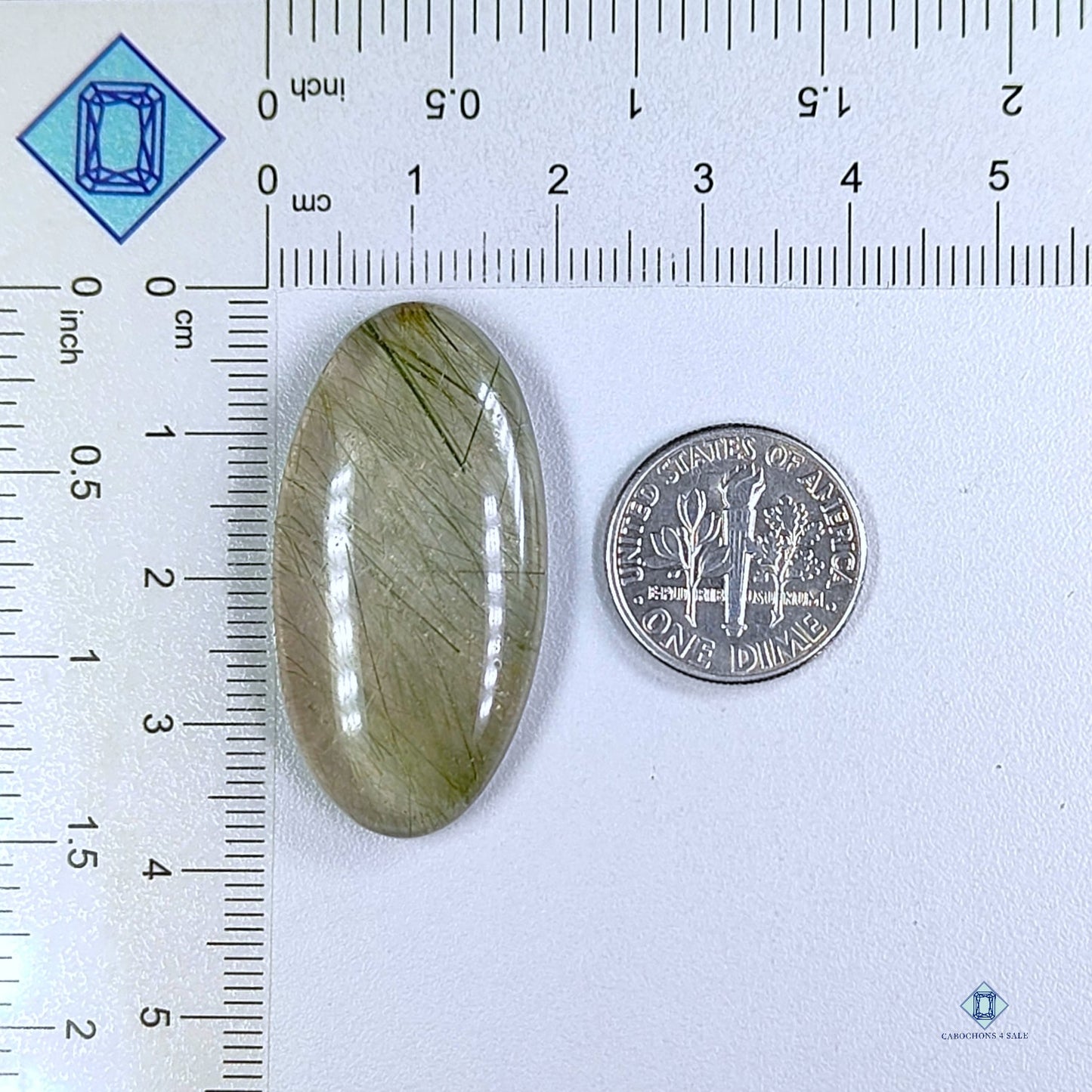 Green Rutile Quartz Oval Cabochons