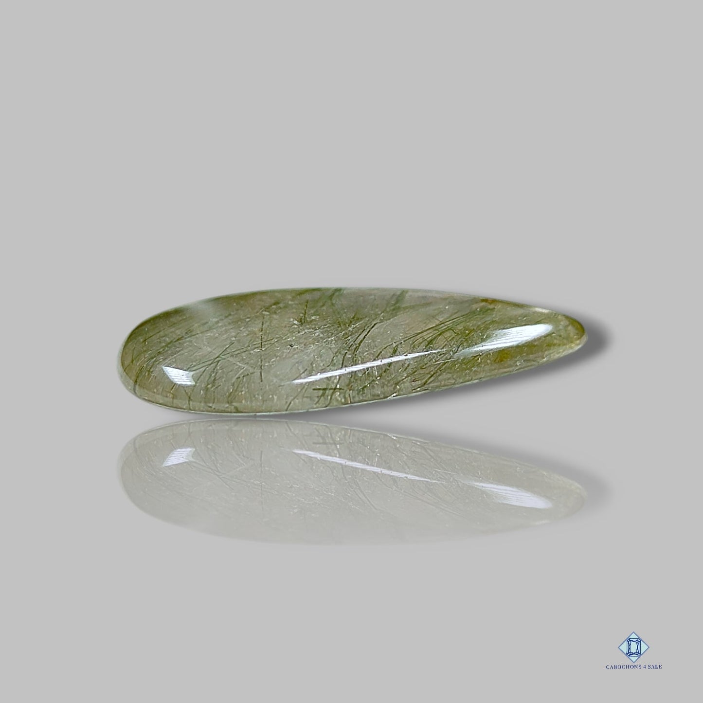 Green Rutile Quartz Pear Cabochons