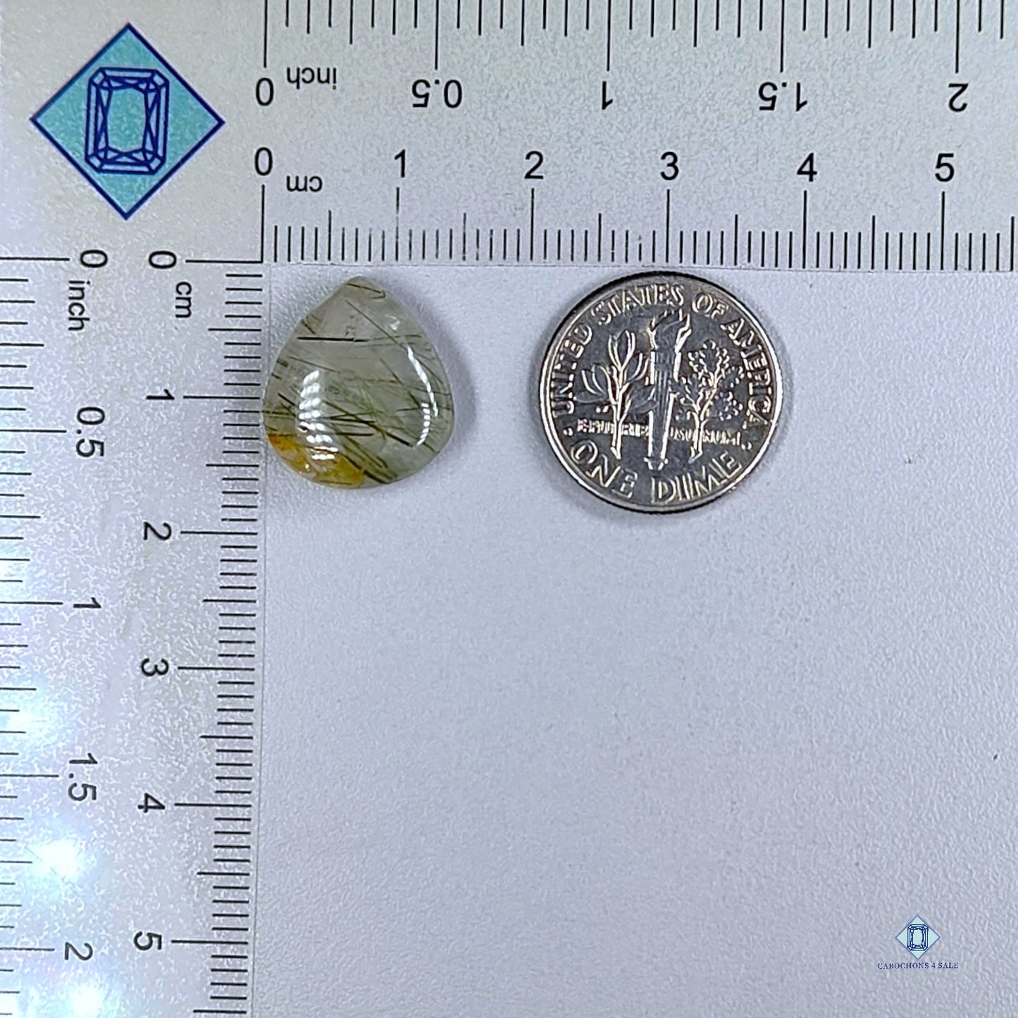 Green Rutile Quartz Pear Cabochons