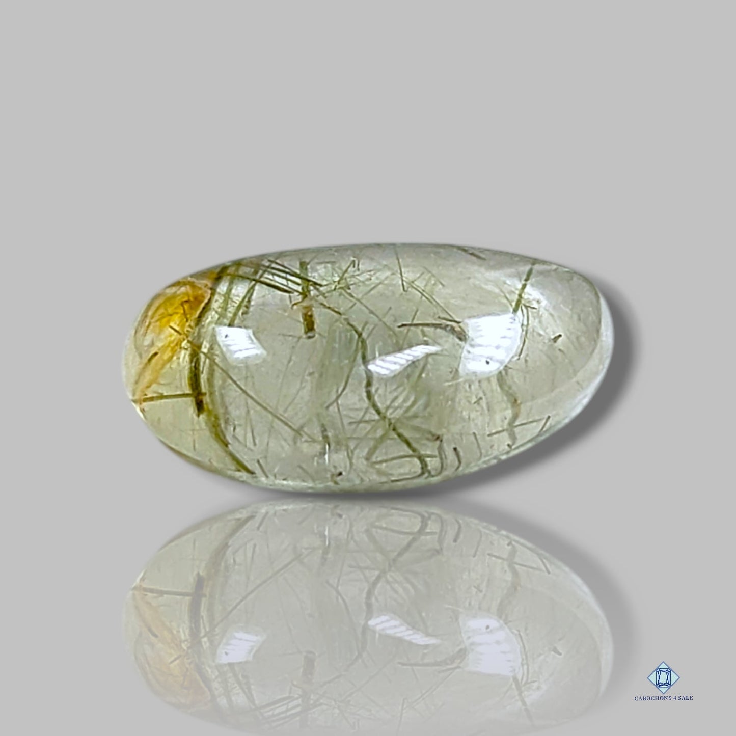 Green Rutile Quartz Pear Cabochons