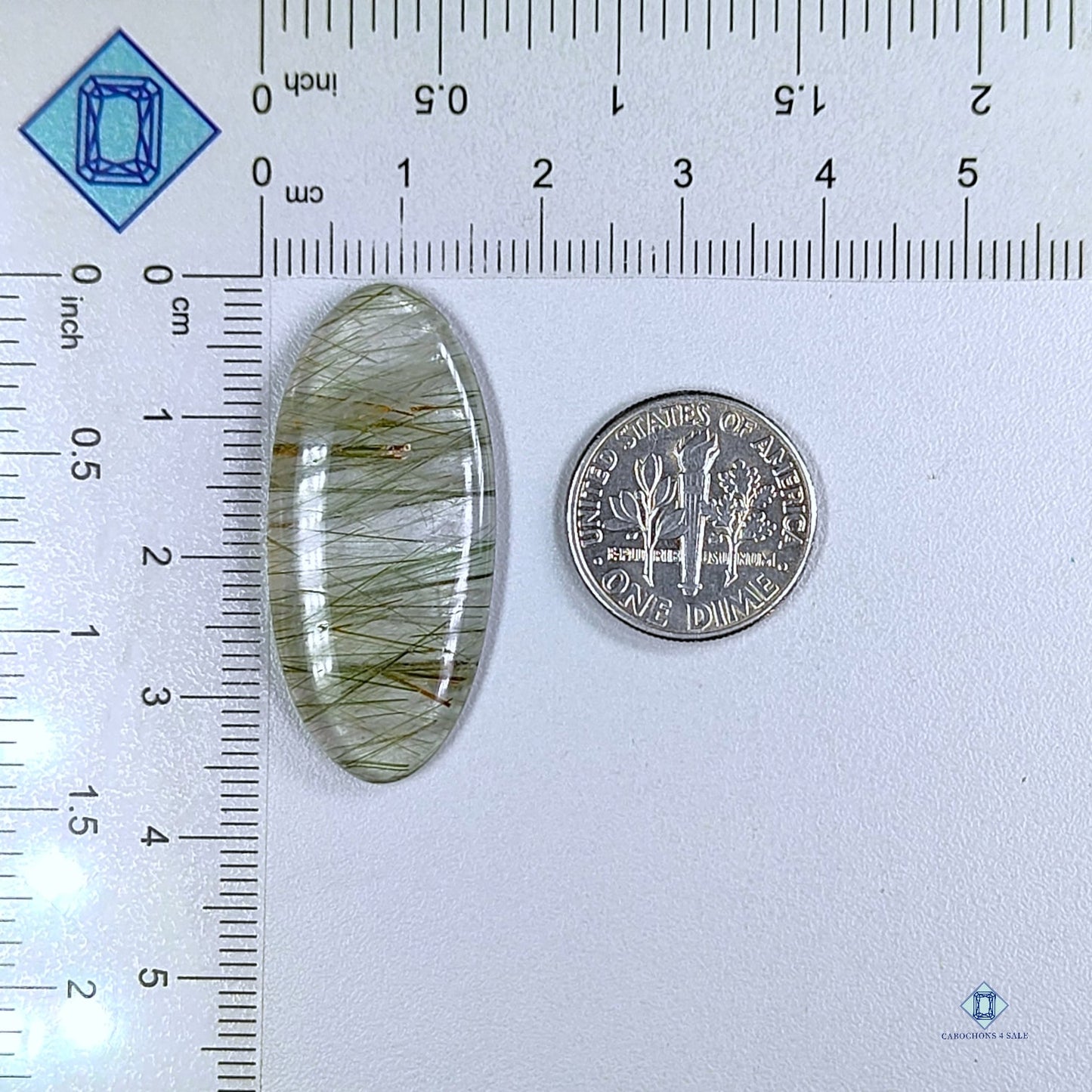 Green Rutile Quartz Oval Cabochons