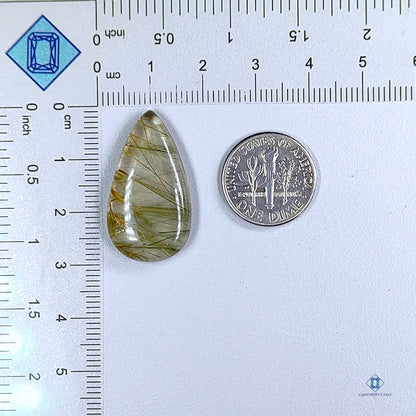 Green Rutile Quartz Pear Cabochons