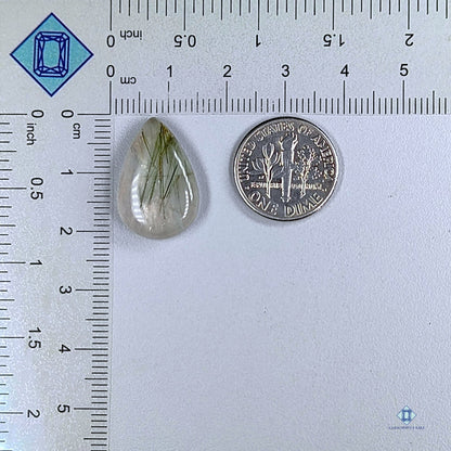 Green Rutile Quartz Pear Cabochons