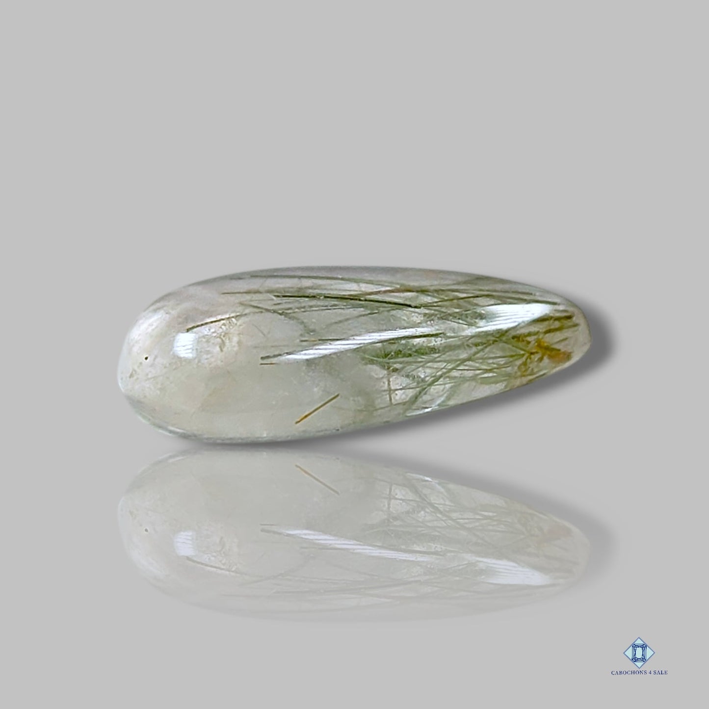 Green Rutile Quartz Pear Cabochons