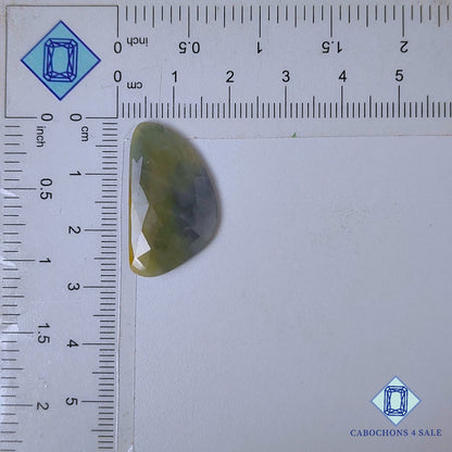 Zafiro verde natural de talla rosa elegante de 27 x 15 x 3 mm, procedente de Myanmar. Disponible para la venta.