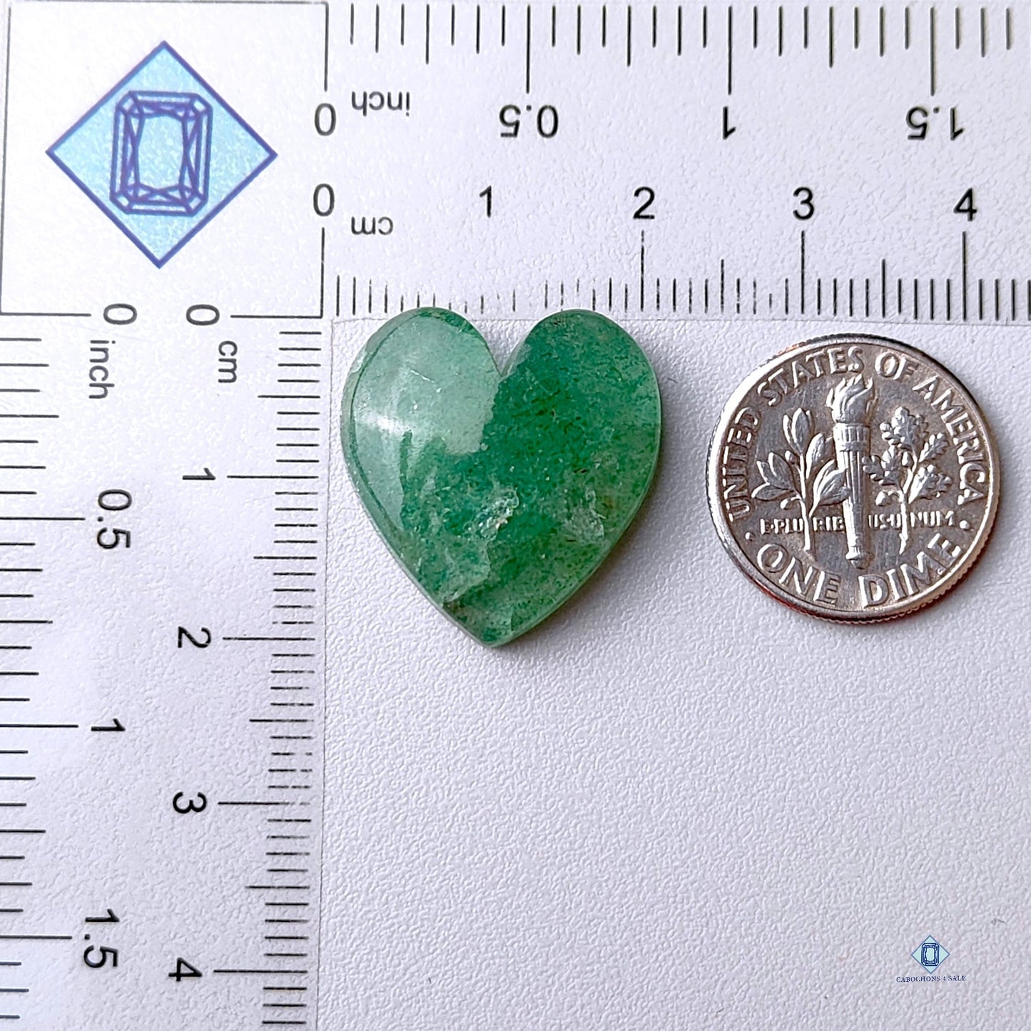 Green Strawberry Quartz Heart Carvings