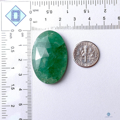 Green Strawberry Quartz Oval Rose Cut