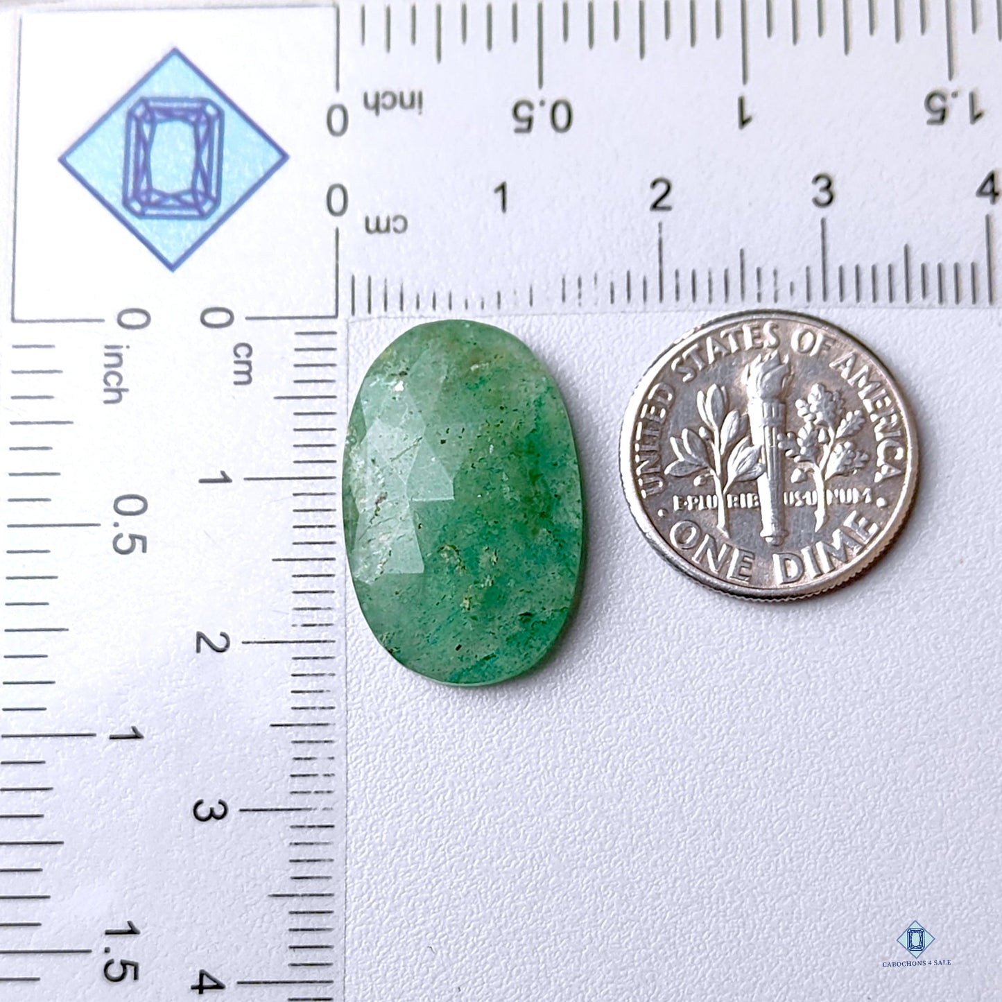 Green Strawberry Quartz Oval Rose Cut