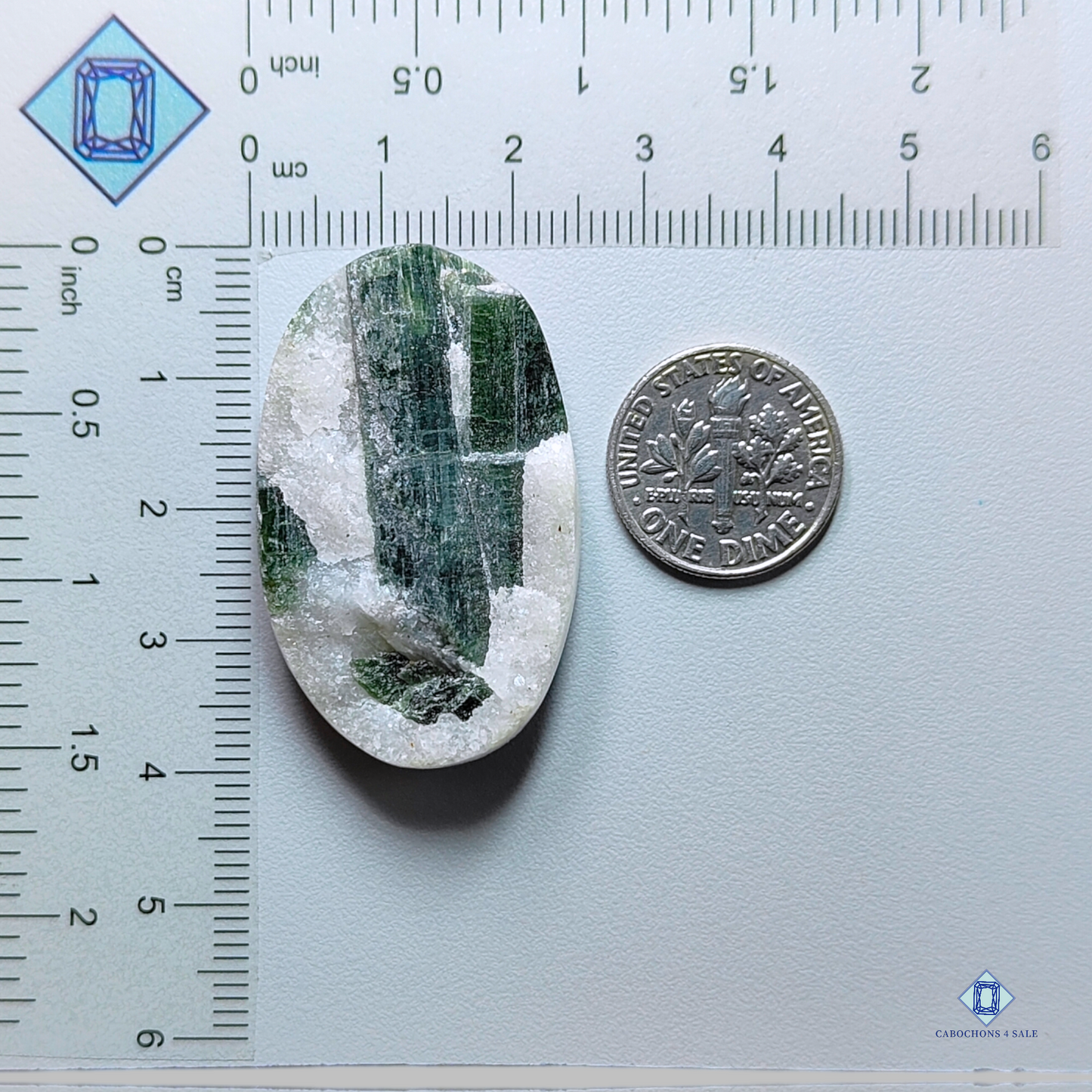 Green Tourmaline-Oval-Druzy