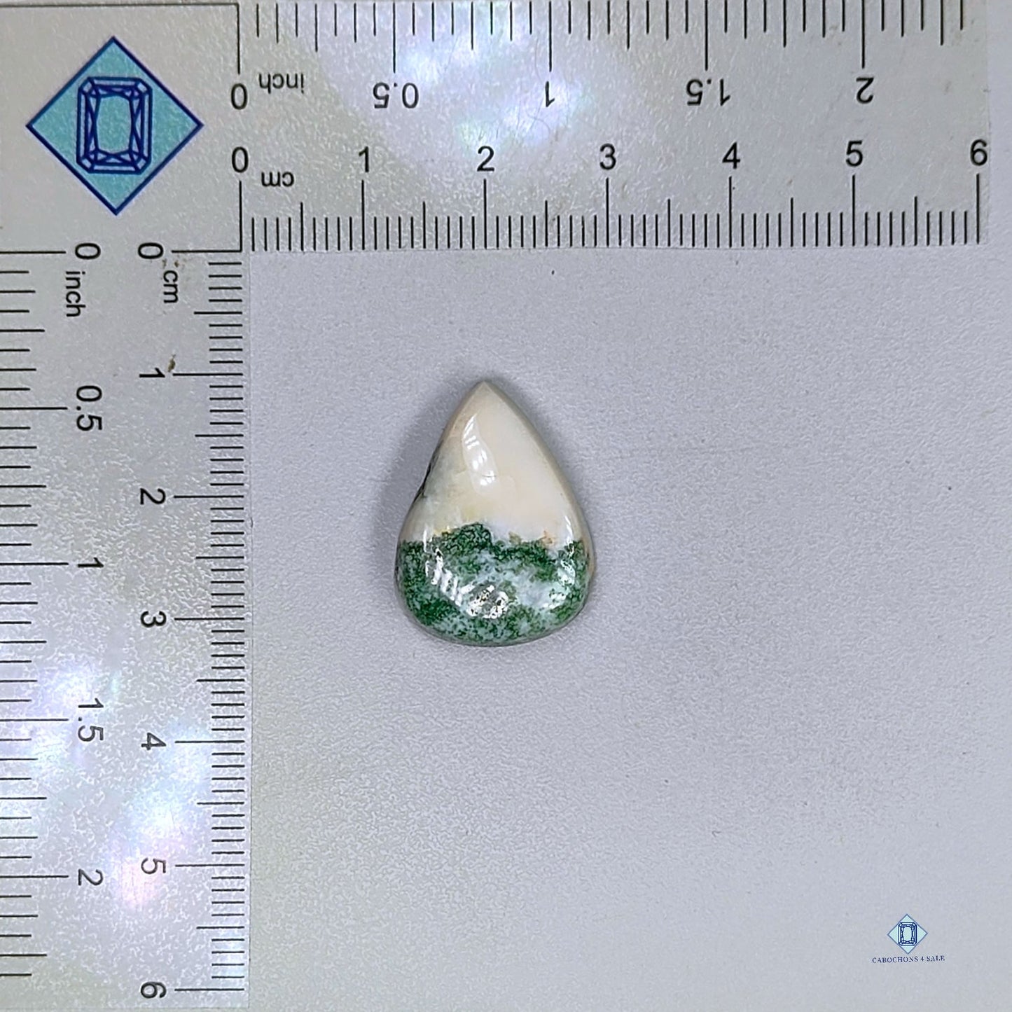 Green Tree Agate Pear Cabochons