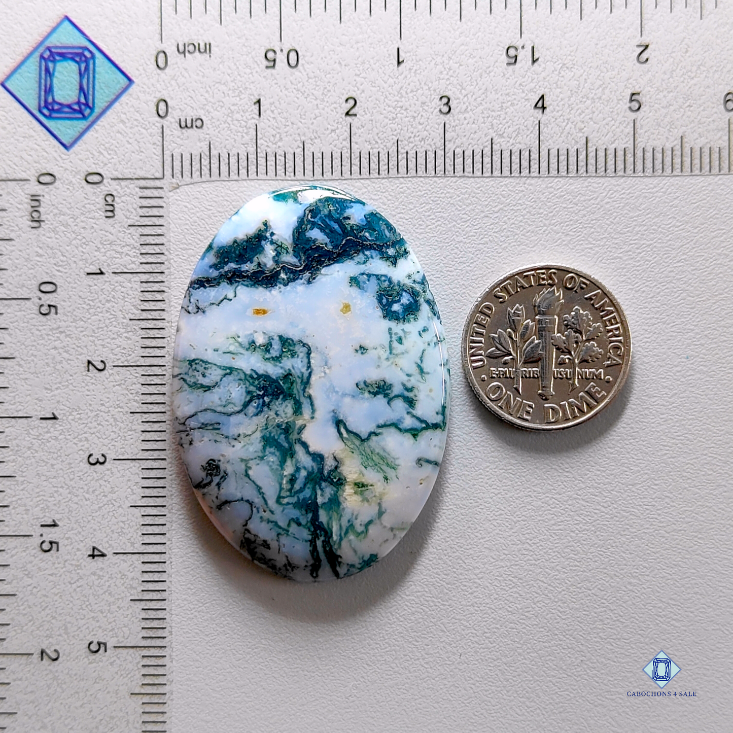 Green Tree agate-Oval-Cabochons