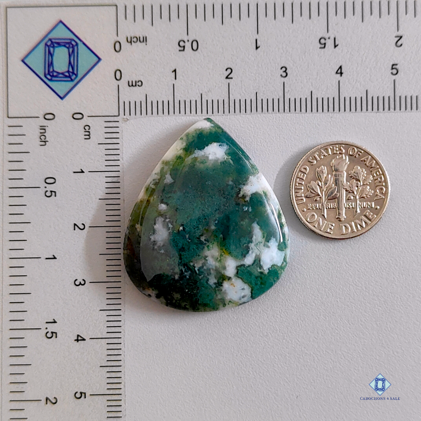 Green Tree agate-pear-Cabochons