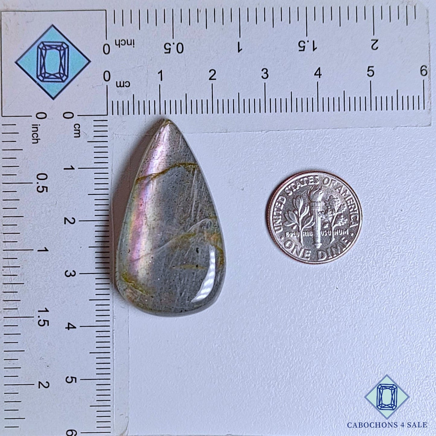 Natural Silver Labradorite Gemstone  Pear Cabochons 37*21*7mm from Madagascar available for sale