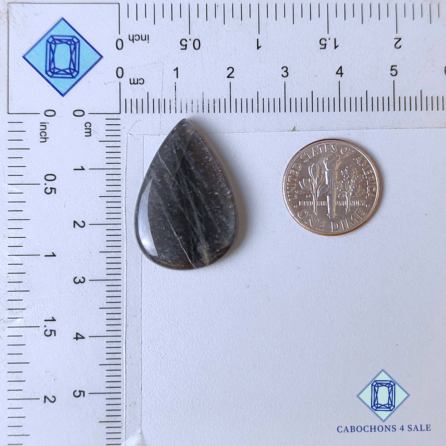 Grey Moonstone Pear Cabochons