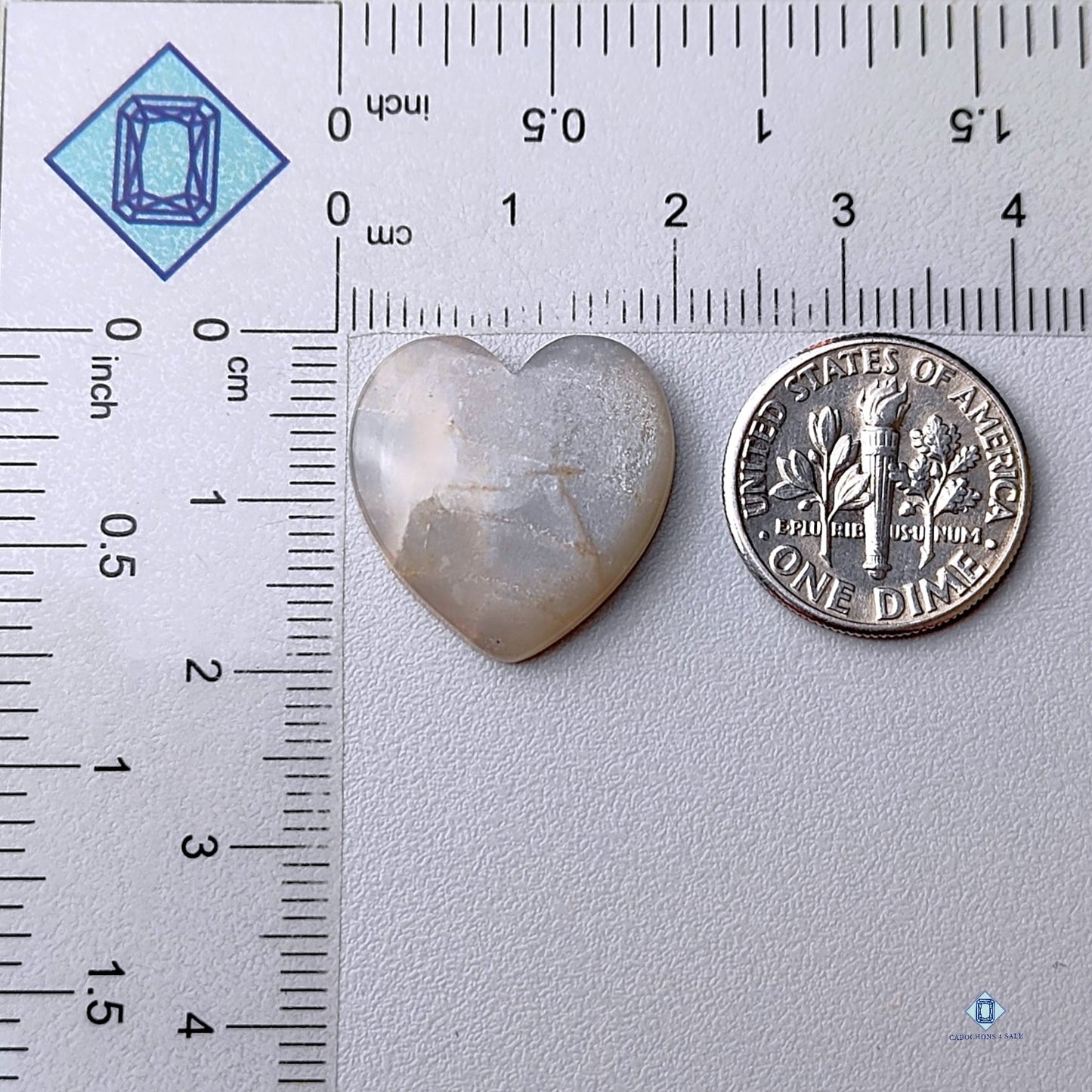 Grey Moonstone Heart Carvings