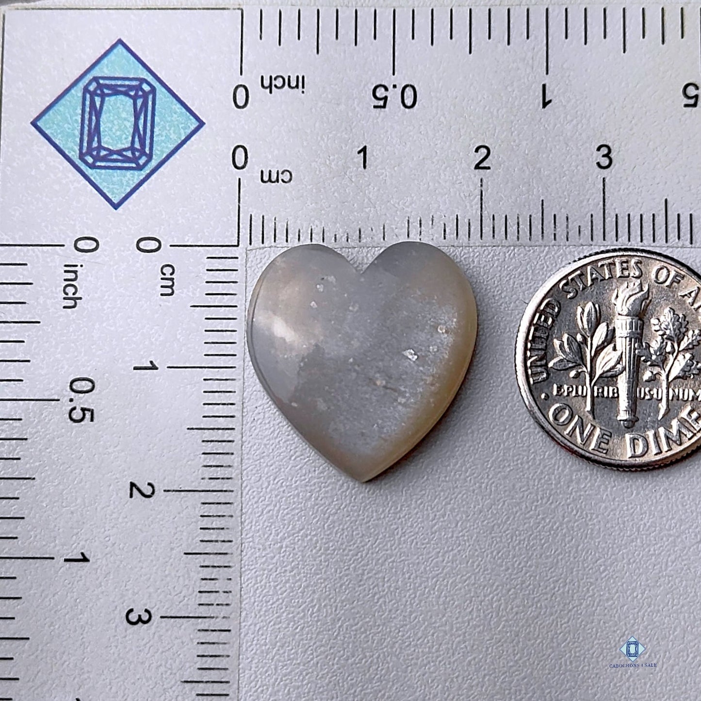 Grey Moonstone Heart Carvings