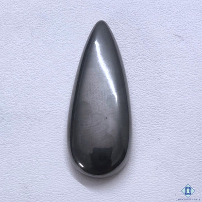 Cabochons4sale grey gun metal pear cabochon gemstone with an opaque finish and smooth polished surface