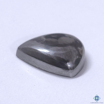 Cabochons4sale grey gun metal pear cabochon gemstone measuring 13x10x4mm with an opaque finish