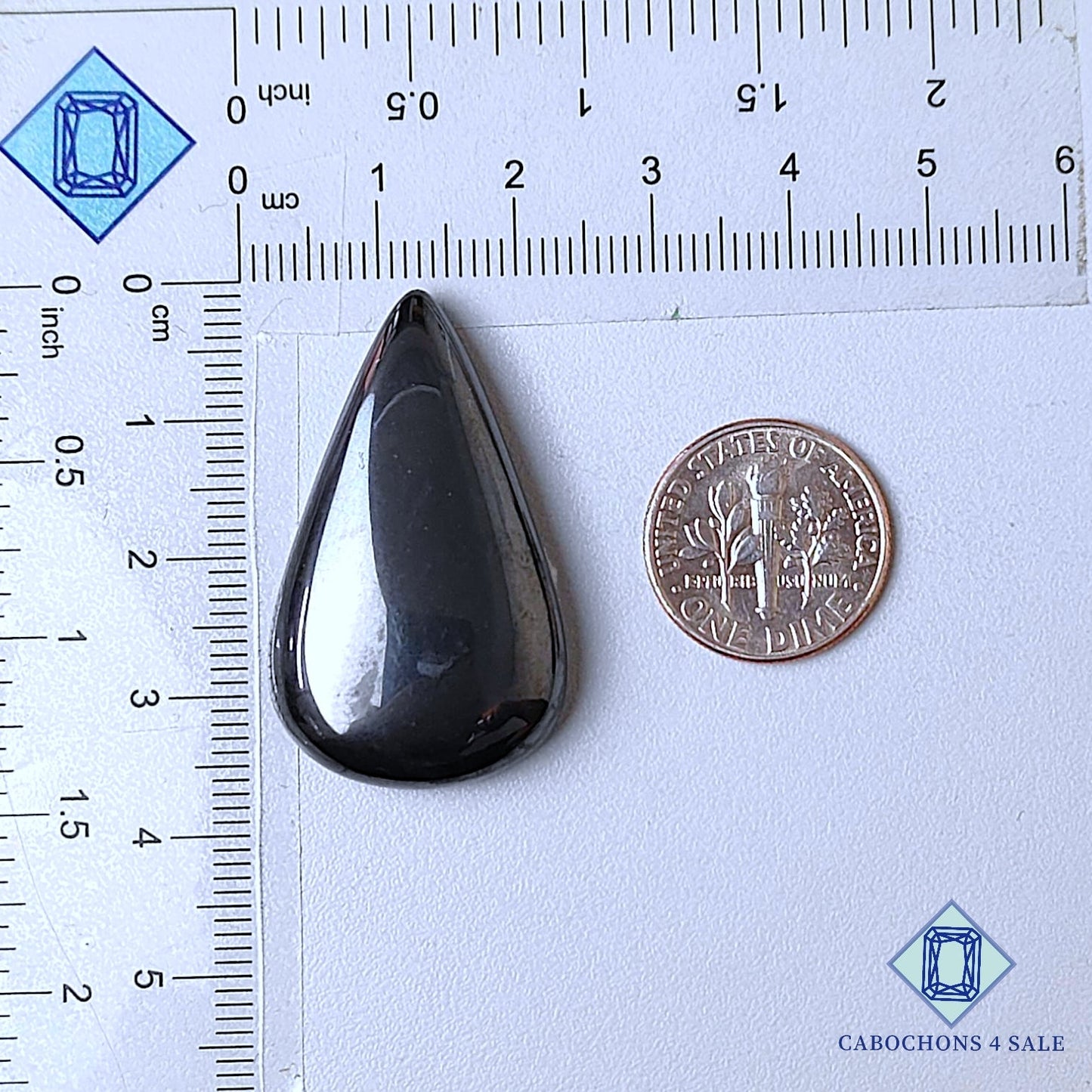 Gun Metal Gemstone Pear Cabochons 35*21*7mm available for sale