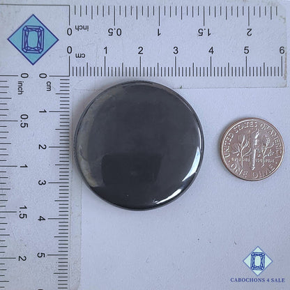 Cabujones redondos de piedra preciosa de hematita natural de 36 x 5 mm, de Brasil, disponibles para la venta.