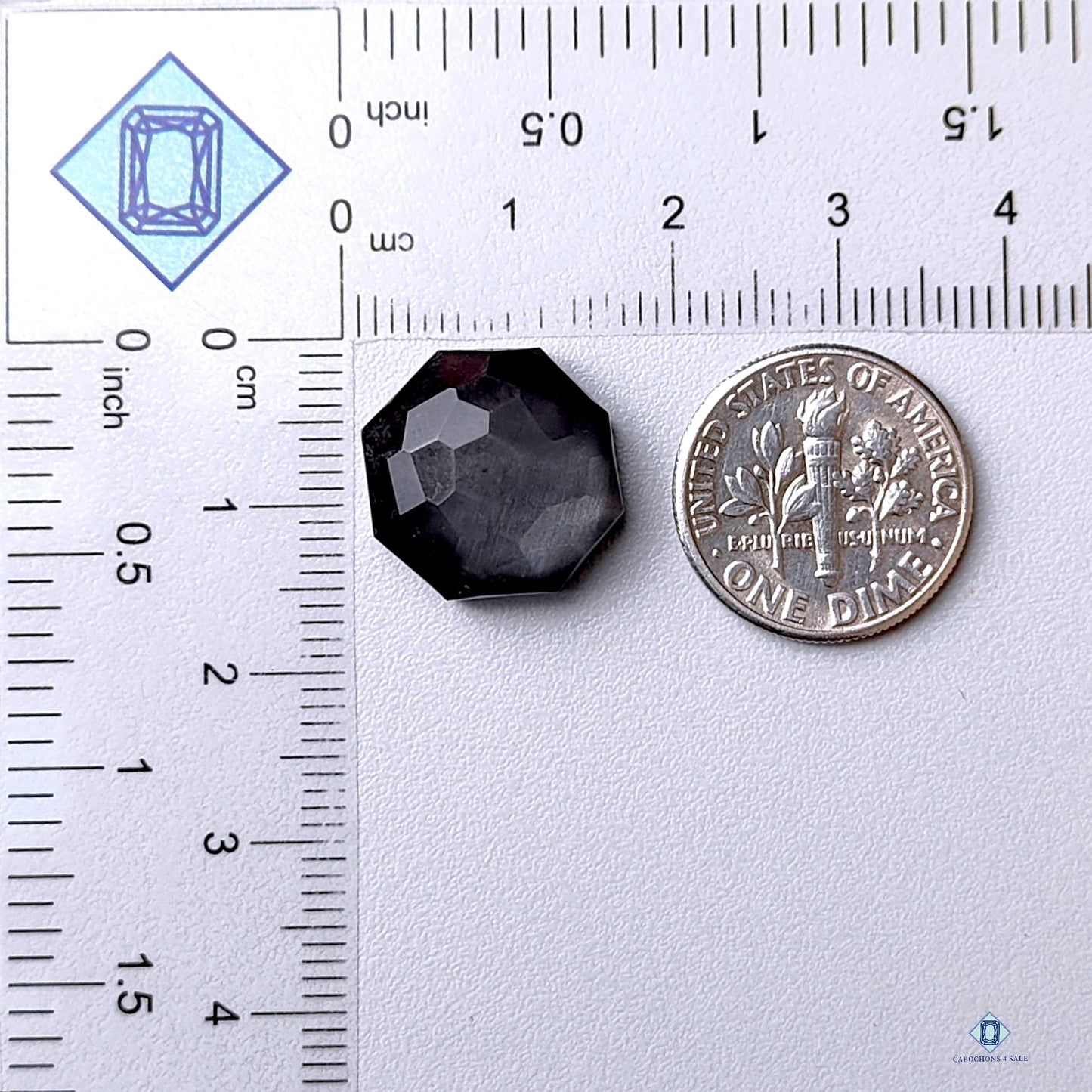 Hematite + Crystal Quartz Octagon Honeycomb cut