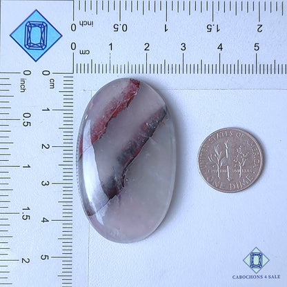 Cabujones ovalados de hematita natural en cuarzo de 45 x 27 x 7 mm, de Brasil, disponibles para la venta.