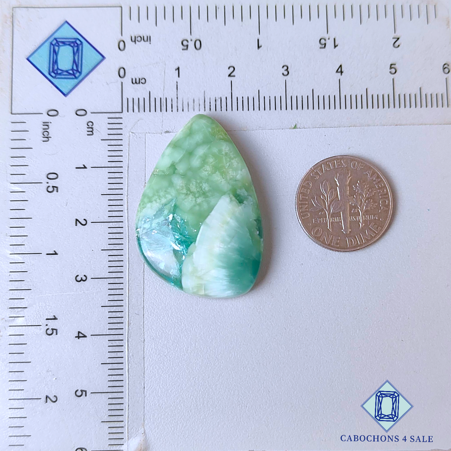 Cabujones de fantasía de hemimorfita de 33 x 22 x 5 mm