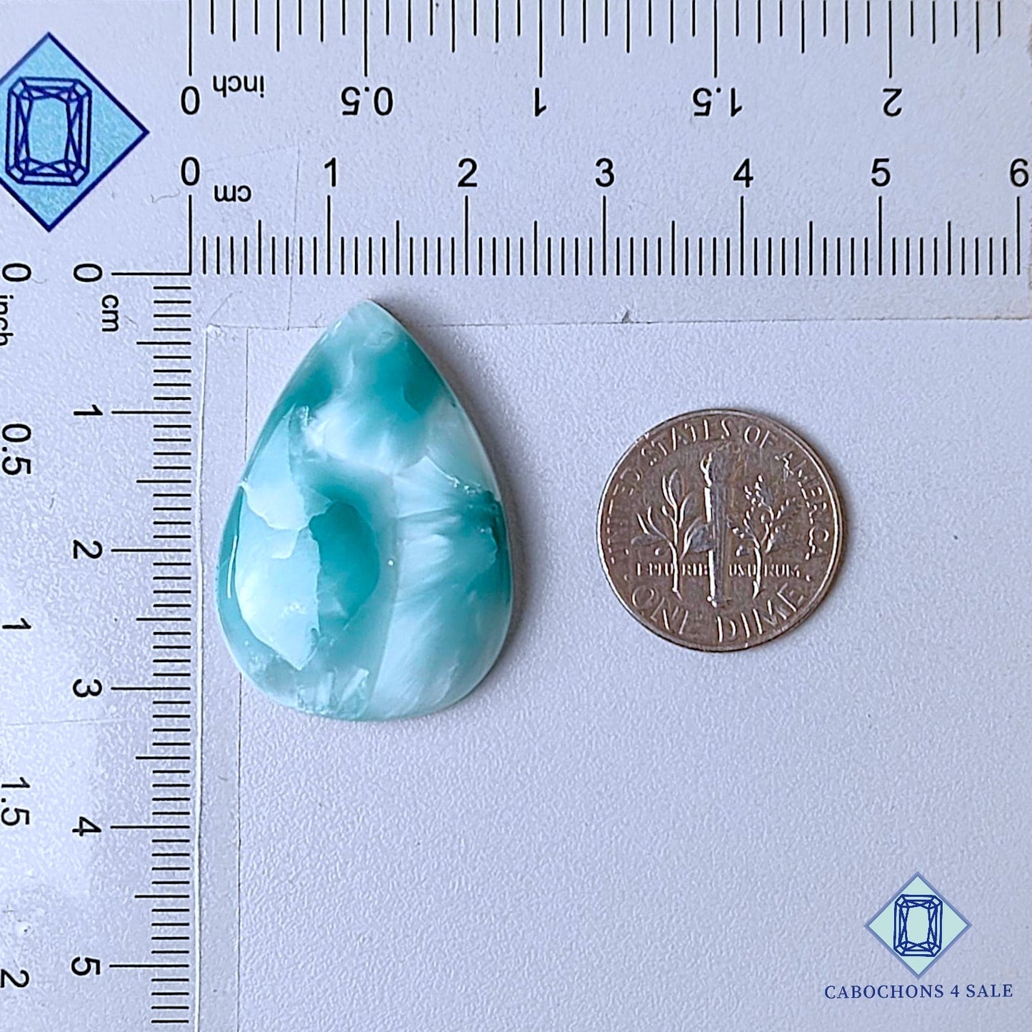 Natural Hemimorphite Gemstone  Pear Cabochons 30*21*6mm from Mexico available for sale