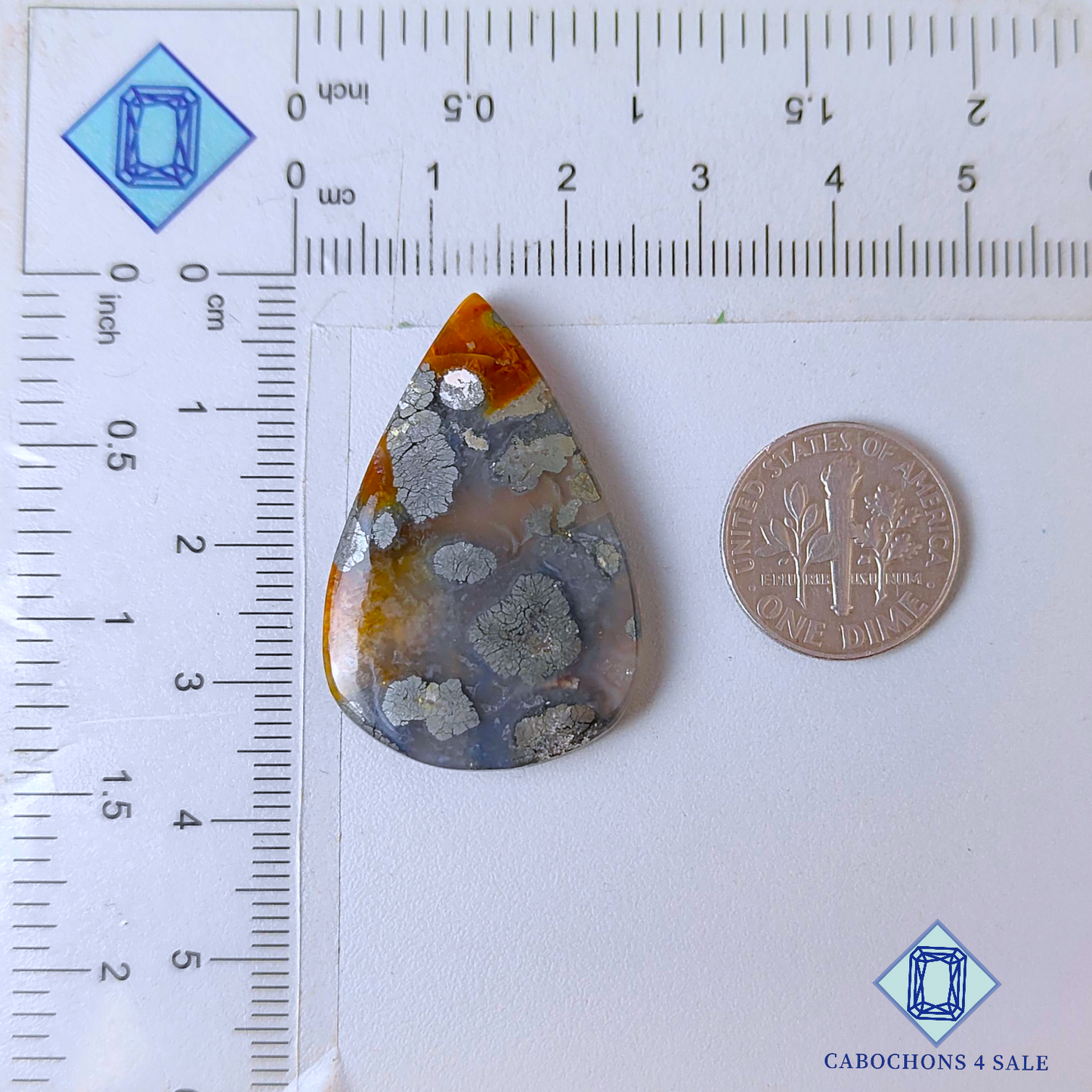 Cabujones de pera de marcasita color miel de 35 x 23 x 5 mm