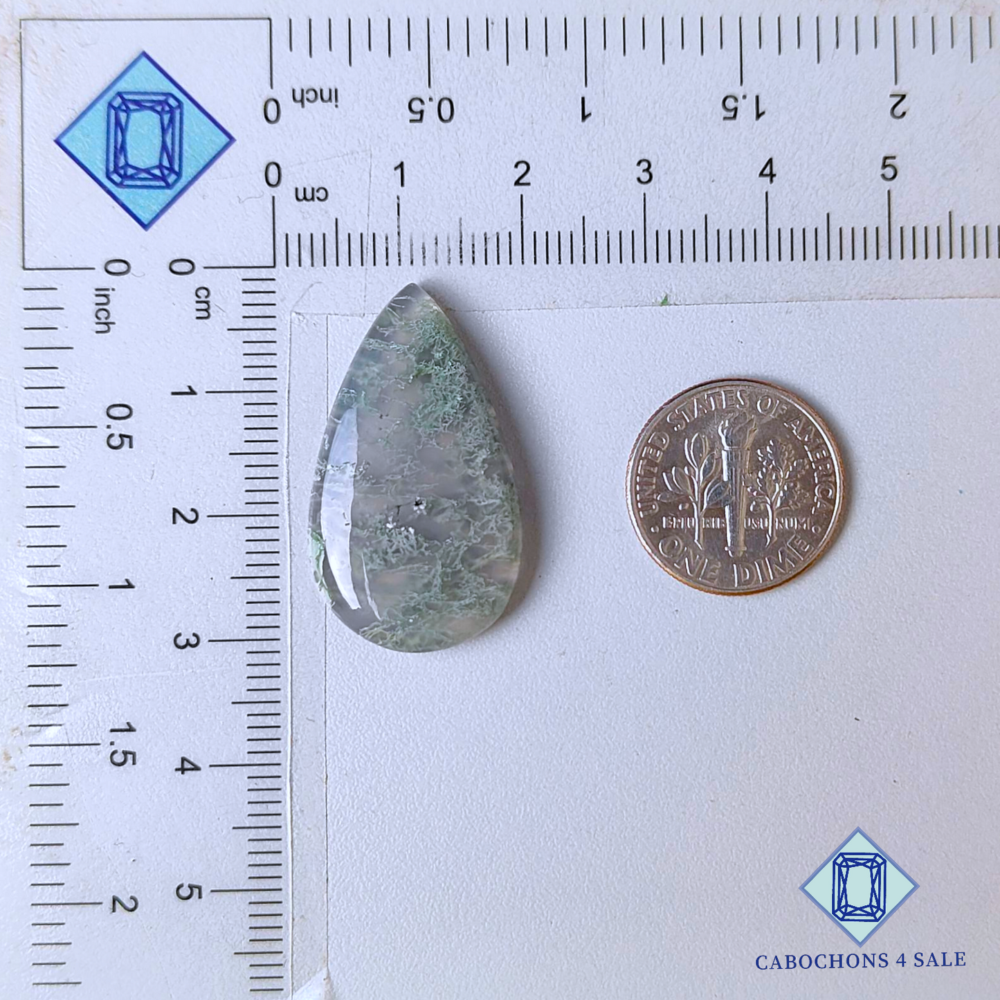 Horse Canyon Moss Agate Pear Cabochons