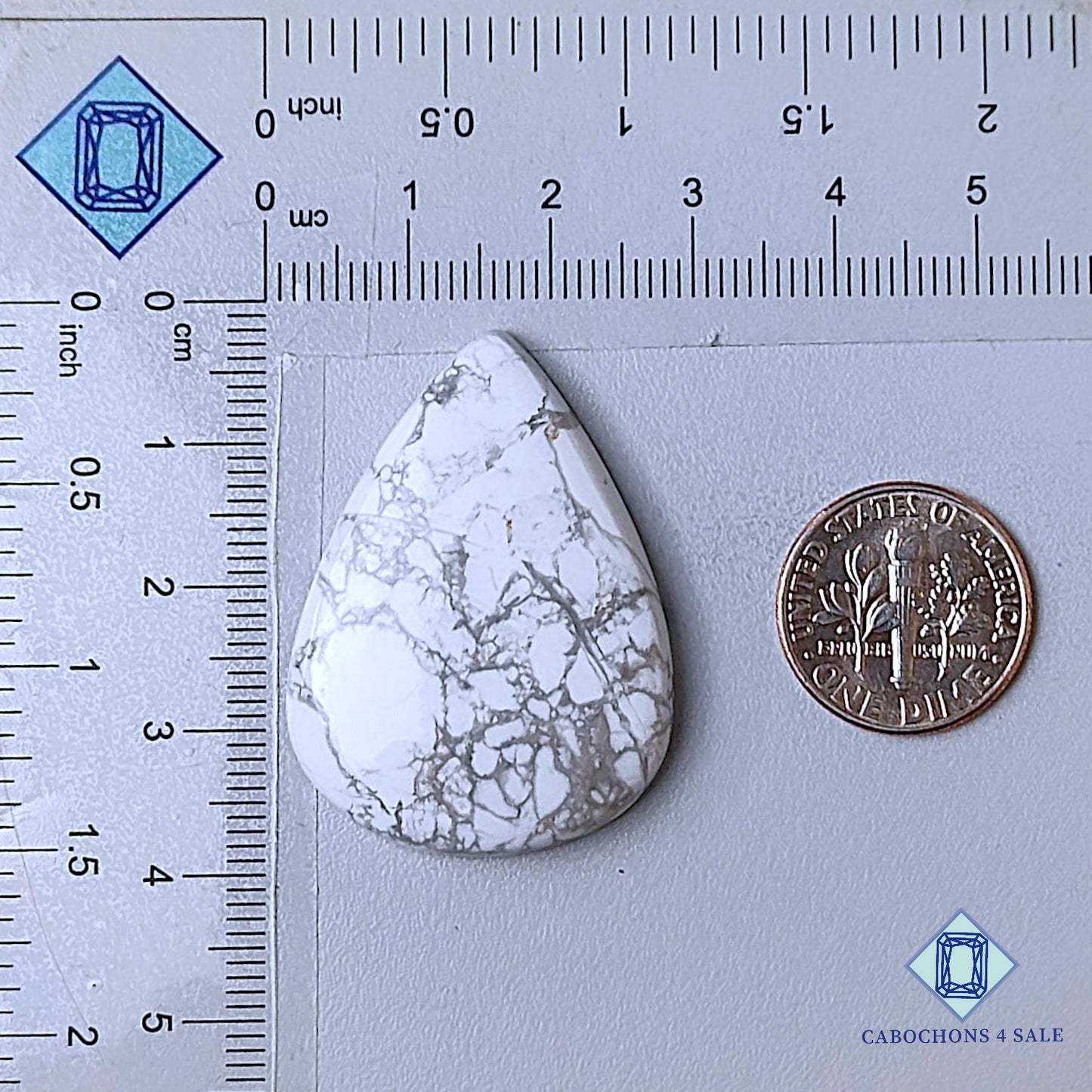 Natural Howlite Gemstone  Pear Cabochons 36*26*6mm from California available for sale